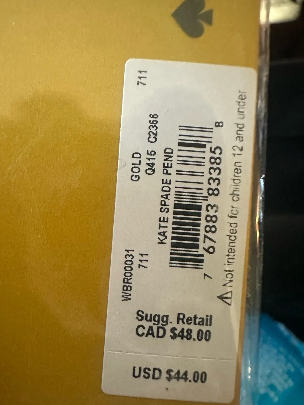 kate spade Gold Initial A Disc Necklace with Pink Box